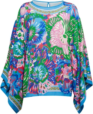 Floral silk-blend charmeuse top
