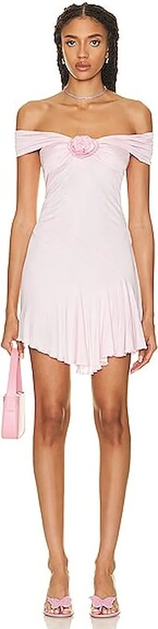 Blumarine Off the Shoulder Dress in Blush