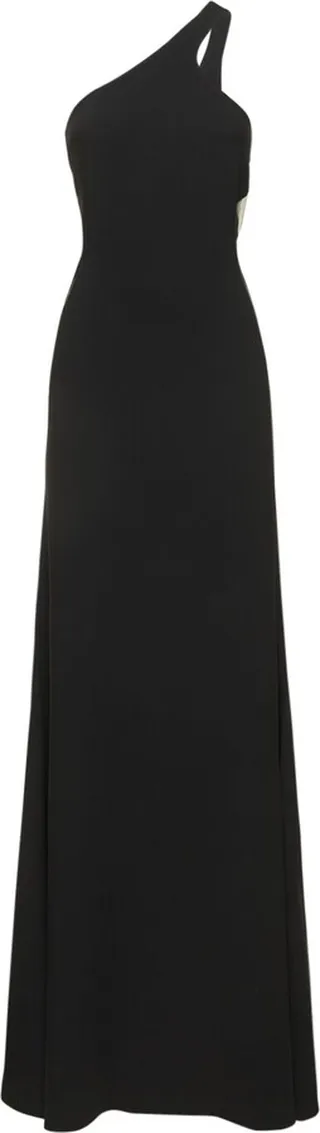 One shoulder crepe long dress