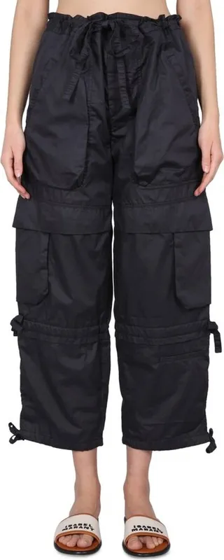 Isabel Marant Wide-Leg Drawstring Cropped Trousers