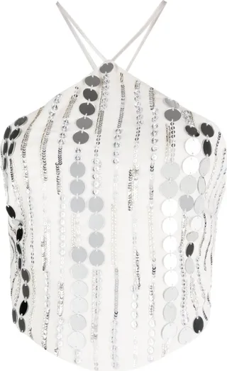 Sequin-Embellished Halterneck Top
