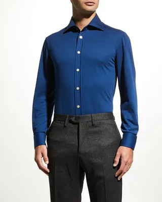 Men's Solid Jersey Sport Shirt
