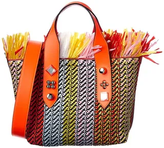 Christian Louboutin Frangibus Small Raffia & Leather Tote