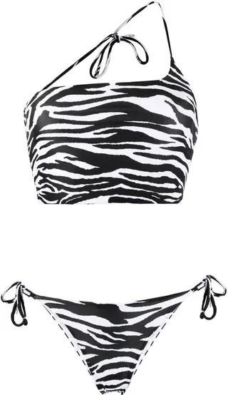 Zebra-Print Asymmetric Bikini