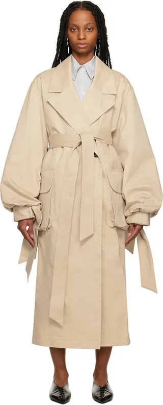 Elleme Beige Maxi Sleeve Trench Coat