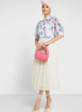 Pleated A-Line Skirt