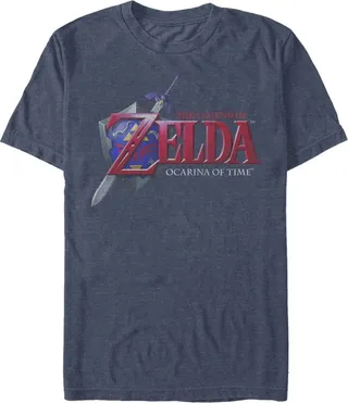 Men's Nintendo Legend of Zelda Ocarina of Time T-Shirt - Navy Blue Heather - X Large