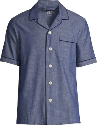 Lands' End Men's Short Sleeve Poplin Pajama Shirt