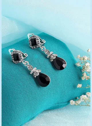 Silver Plated Party Designer Stone Stud For Women