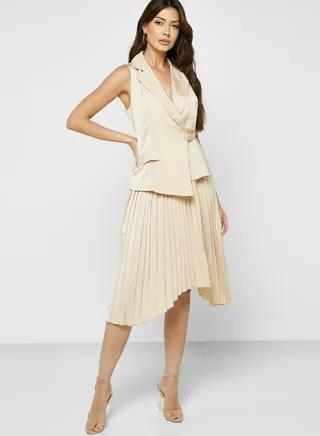 Blazer & Pleated Skirt Set