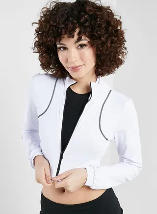 Zip Front Contrast Athletic Jacket