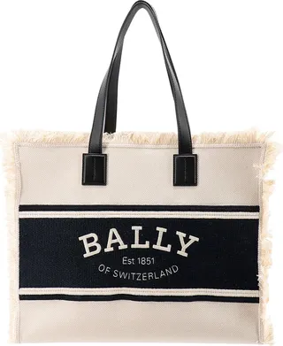 Canvas shoulder bag with embroidered logo