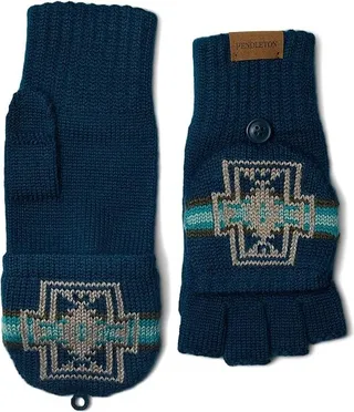 Pendleton Convertible Fingerless Mittens (Harding Aegean) Snowboard Gloves