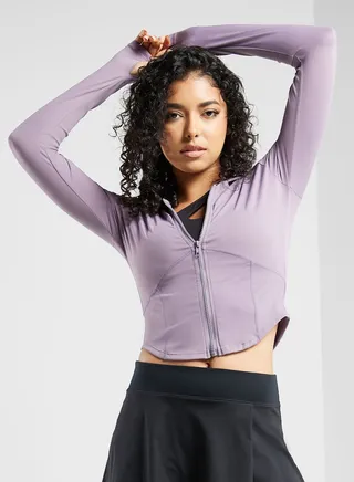 Zip Front Fitted Athletic Jacket