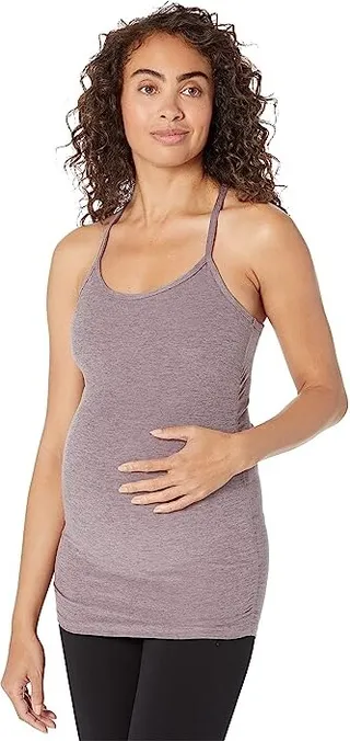Beyond Yoga Maternity Spacedye Slim Racerback Tank (Silverberry Heather) Women's Clothing