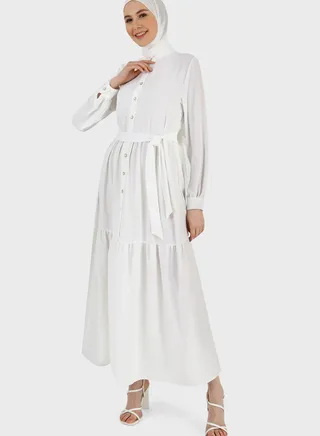 Tiered Belted Dress