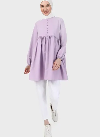 Button Detail Tiered Tunic
