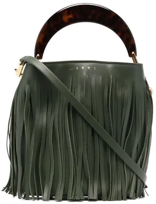 Tasseled Leather Tote Bag