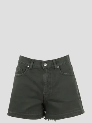 P. A. R. O. S. H. military green cotton denim shorts.