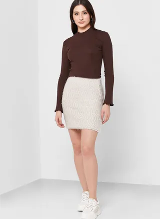 High Waist Knitted Skirt