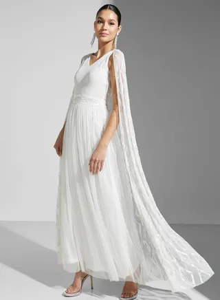 V-Neck Drape Dress