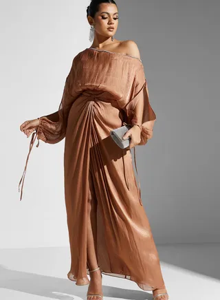 Zena Louay One Shoulder Dress With Embellished Detail