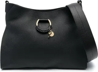 Charm-Detail Leather Tote Bag