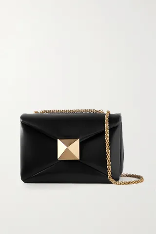 Valentino Garavani - Valentino Garavani One Stud Padded Leather Shoulder Bag - Black