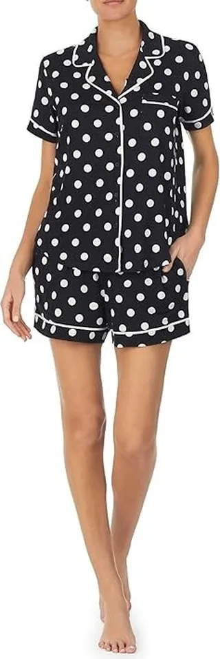 Kate Spade New York Brushed Jersey Short Sleeve Short PJ Set (Dot Toss) Women's Pajama Sets