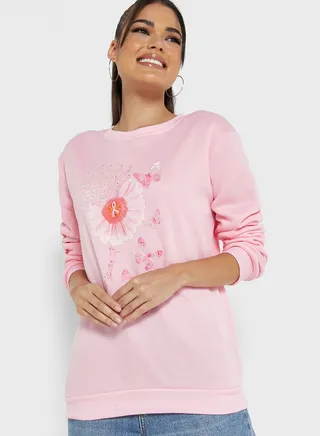 Crew Neck Graphic Sweatshirt