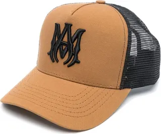 Brown Logo Embroidered Panelled Cap
