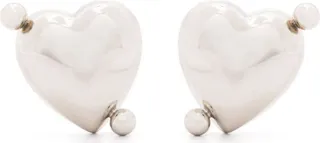 Heart-Shaped Palladium-Plated Earrings