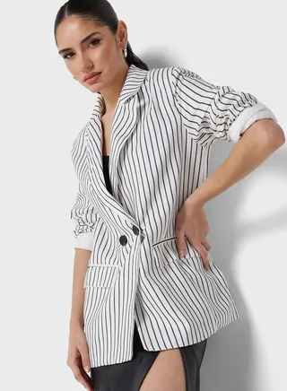 Striped Double Breasted Blazer