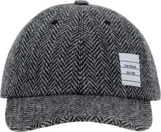 Thom Browne Logo Patch Herringbone-Tweed Baseball Cap