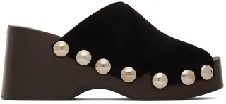 GANNI Black Suede Clogs