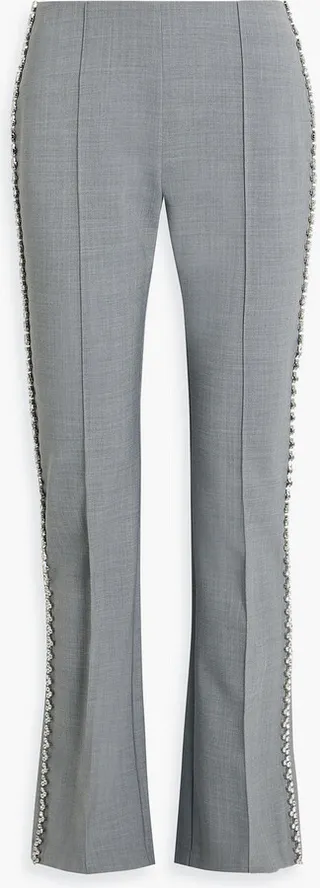 Crystal-embellished woven flared pants