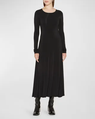 Open-Back Balloon-Hem Midi Dress