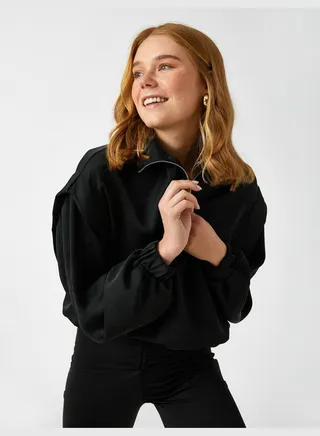 Shoulder Detail Zipped Blouse