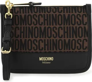 Moschino Logo Jacquard Zipped Clutch Bag