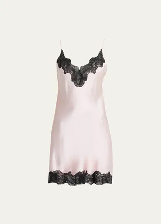 Lace-Trim Silk Chemise