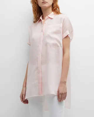 Oversized Side-Slit Button-Down Shirt