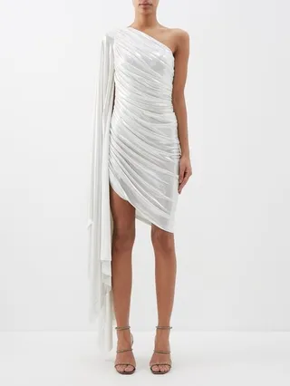 Diana One-shouldered Lamé-jersey Dress