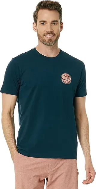 Rip Curl Wetsuit Icon Short Sleeve Tee (Dark Navy) Men's Clothing