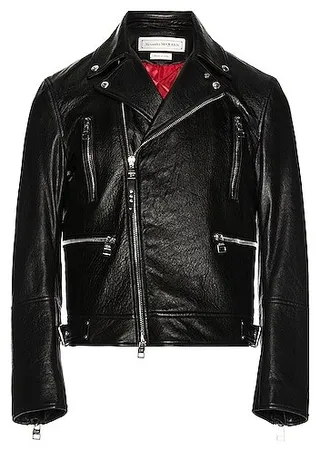 Alexander McQueen Essential Leather Biker Jacket in Black
