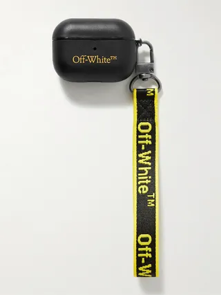 Logo-Print Leather AirPods Pro Case with Lanyard