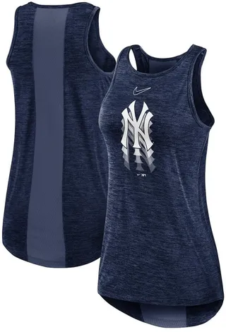 Women's Nike Navy New York Yankees Logo Fade High Neck Performance Tank Top