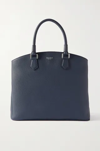 Serapian - Luna Medium Textured-leather Tote - Blue