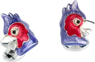 Deakin & Francis - Deakin & Francis Sterling Silver Red And Purple Enamel Parrot Cufflinks