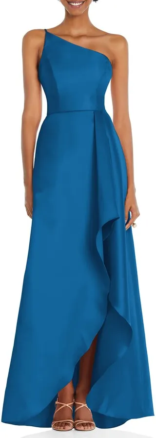 One-Shoulder Satin Gown