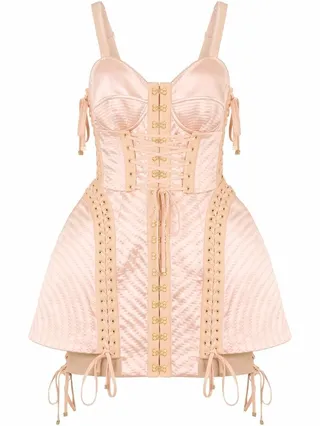Corset-Style Eyelet-Detail Mini Dress